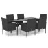Set de comedor de jardín 7 pzas y cojines ratán sintético