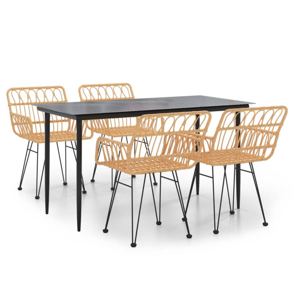 Juego de comedor de jardín 5 piezas ratán