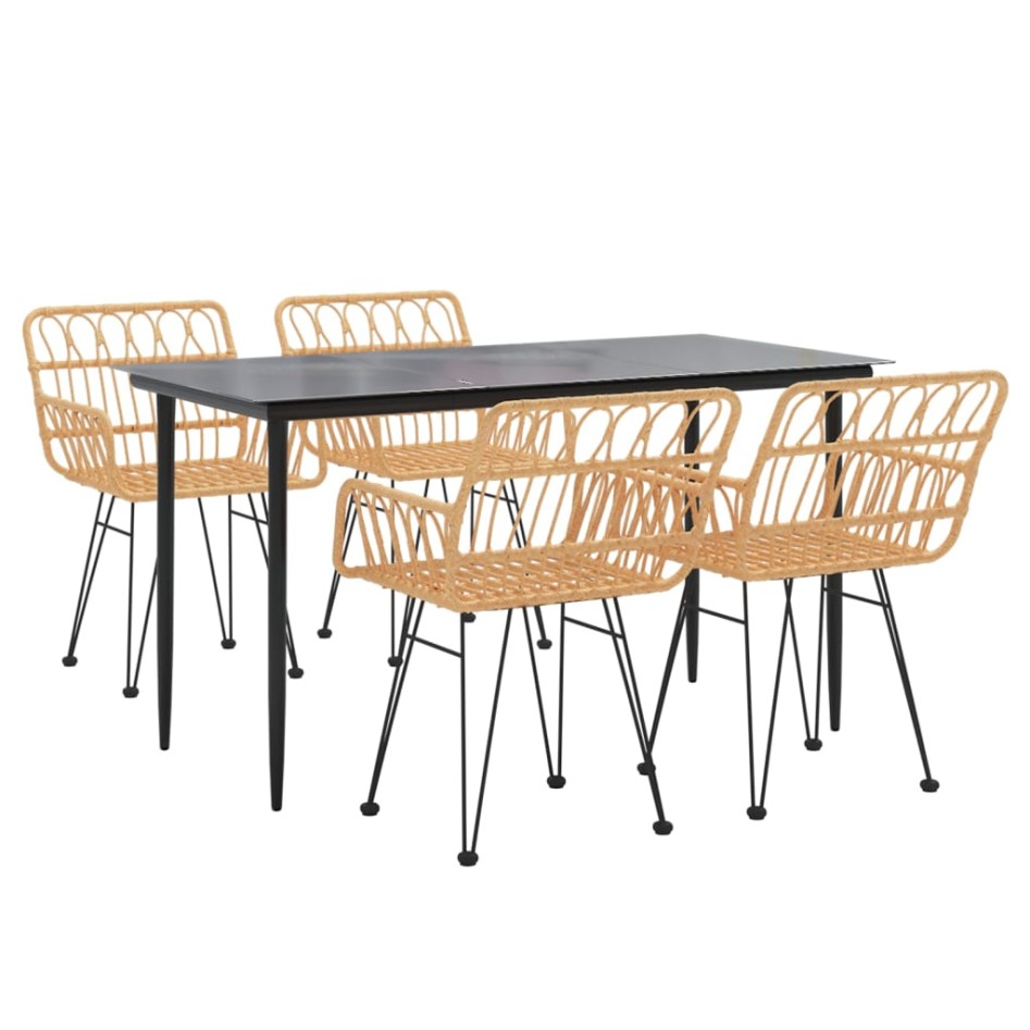Juego de comedor de jardín 5 piezas ratán