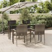 Set comedor jardín 5 pzas y cojines ratán sintético negro gris