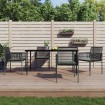 Set comedor jardín 5 pzas y cojines acero ratán sintético negro