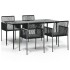 Set comedor jardín 5 pzas y cojines acero ratán sintético