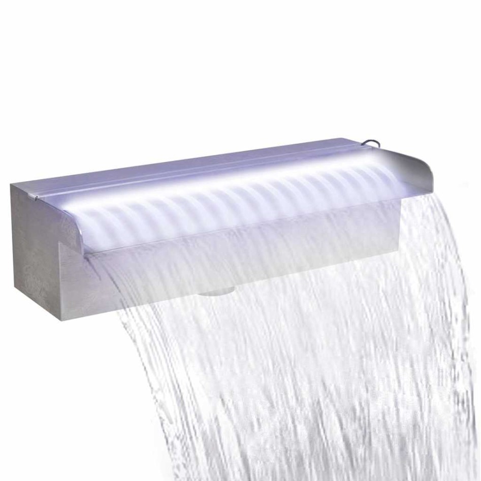 Fuente cascada rectangular LED  piscina acero inoxidable 30