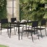 Mesa de comedor de jardín acero y vidrio negra 140x70x74