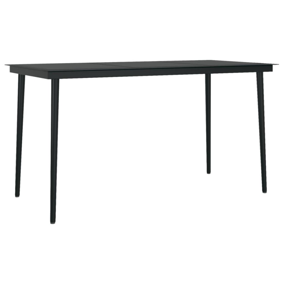 Mesa de comedor de jardín acero y vidrio negra 140x70x74