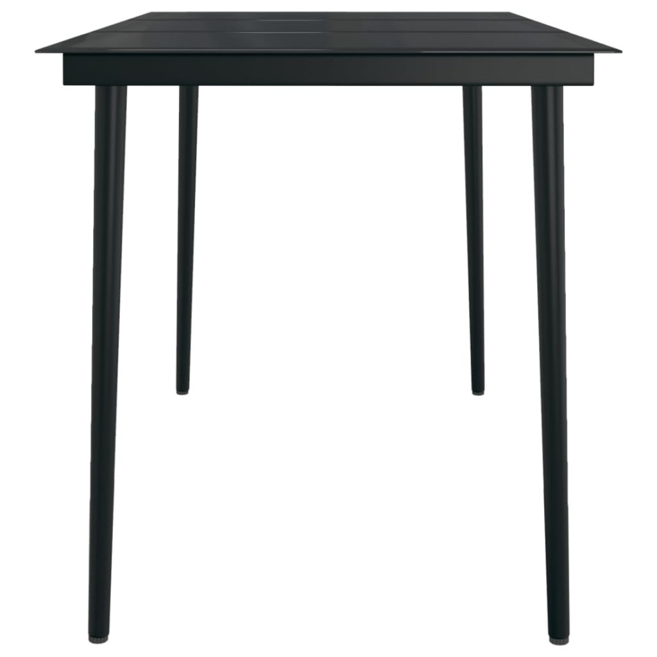 Mesa de comedor de jardín acero y vidrio negra 140x70x74
