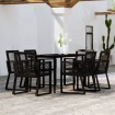 Juego de comedor para jardín 7 piezas negro