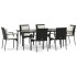 Set de comedor de jardín 7 pzas y cojines ratán sintético