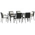 Set de comedor de jardín 7 pzas y cojines ratán sintético