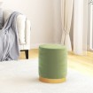 Hocker de almacenaje redondo verde mostaza terciopelo