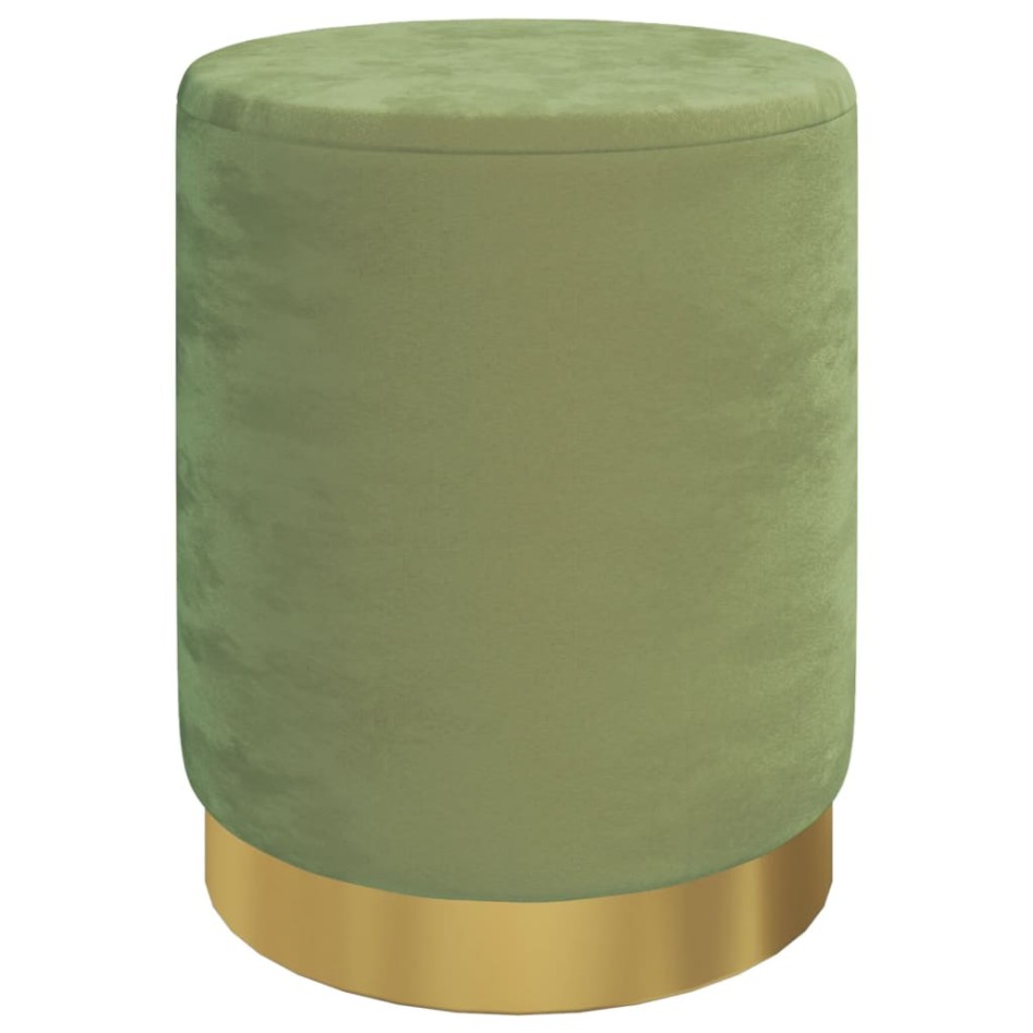 Hocker de almacenaje redondo verde mostaza