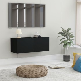 Mueble para TV madera contrachapada negro 80x30x30