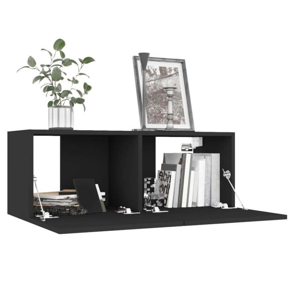 Mueble para TV madera contrachapada negro 80x30x30
