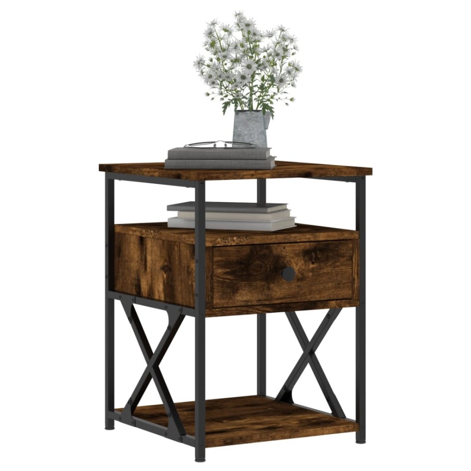 Mesita de noche madera de ingeniería roble ahumado 40x42x55