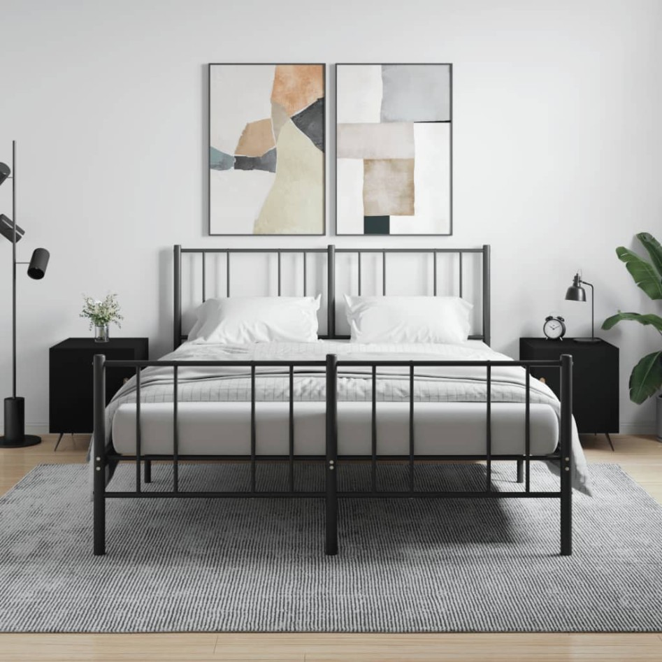 Mesitas de noche 2 uds madera de ingeniería negro 40x40x50