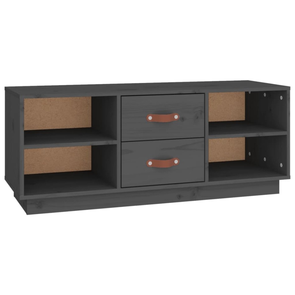 Mueble de TV de madera maciza de pino gris 100x34x40
