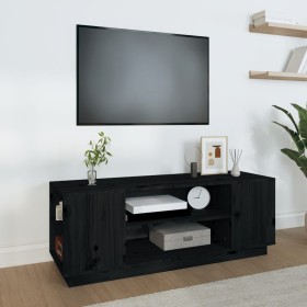 Mueble de TV madera maciza de pino negro 110x35x40,5