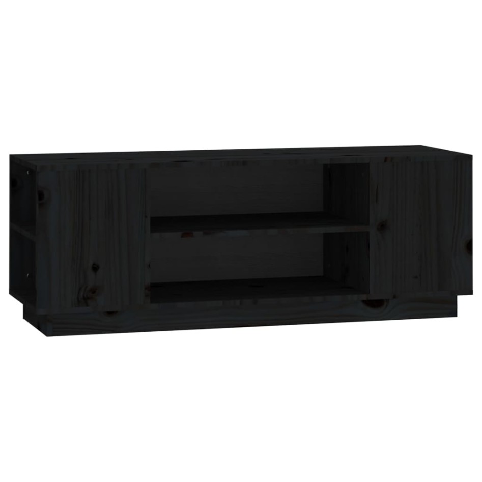 Mueble de TV madera maciza de pino negro 110x35x40,5