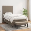 Cama box spring con colchón tela gris taupe 80x200 cm