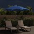 Sombrilla de jardín con luces LED palo acero azul azure 300