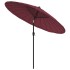 Sombrilla de jardín con palo de aluminio rojo burdeos 270