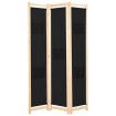 Biombo divisor 3 paneles de tela negro 120x170x4 cm