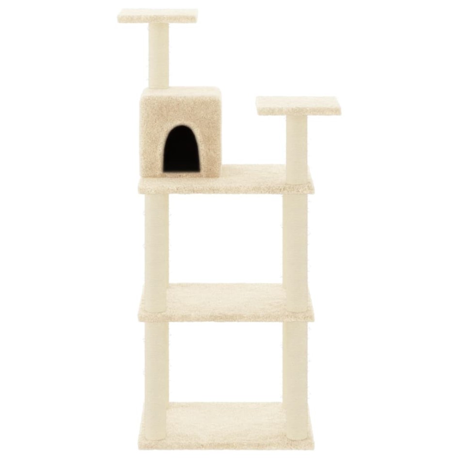 Rascador para gatos con postes de sisal color crema 118,5