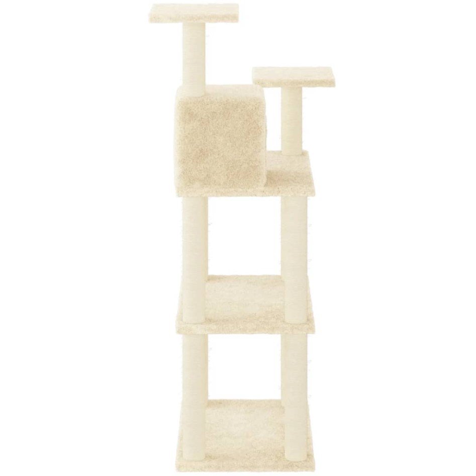 Rascador para gatos con postes de sisal color crema 118,5