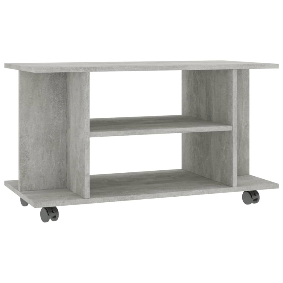 Mueble de TV ruedas madera ingeniería gris hormigón 80x40x45