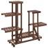 Soporte de flores con ruedas madera maciza abeto 95x25x101