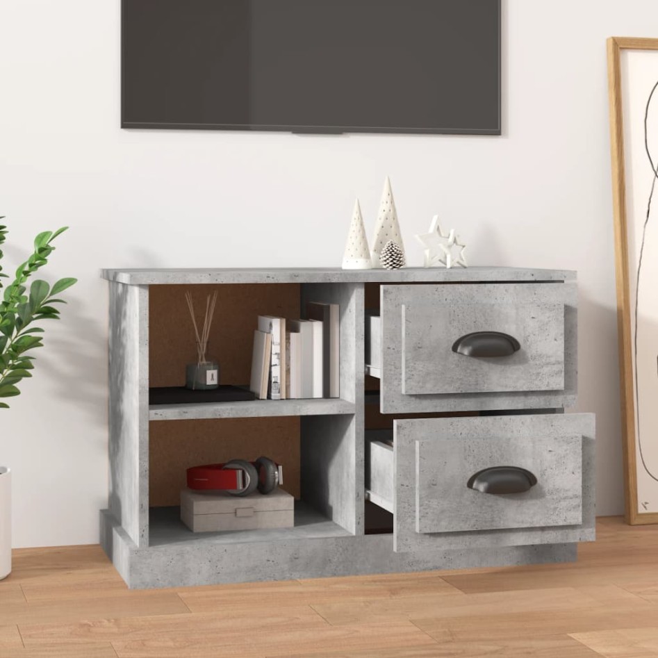 Mueble de TV madera contrachapada gris hormigón 73x35,5x47,5