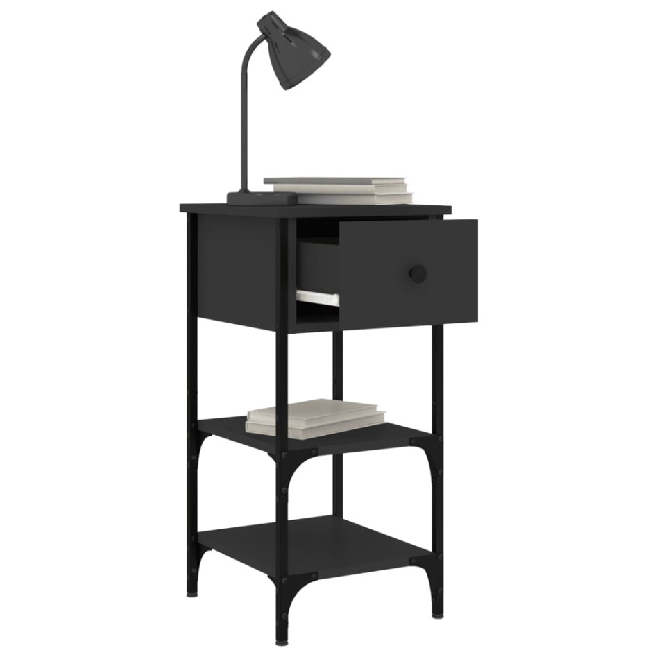 Mesita de noche madera de ingeniería negro 34x36x70
