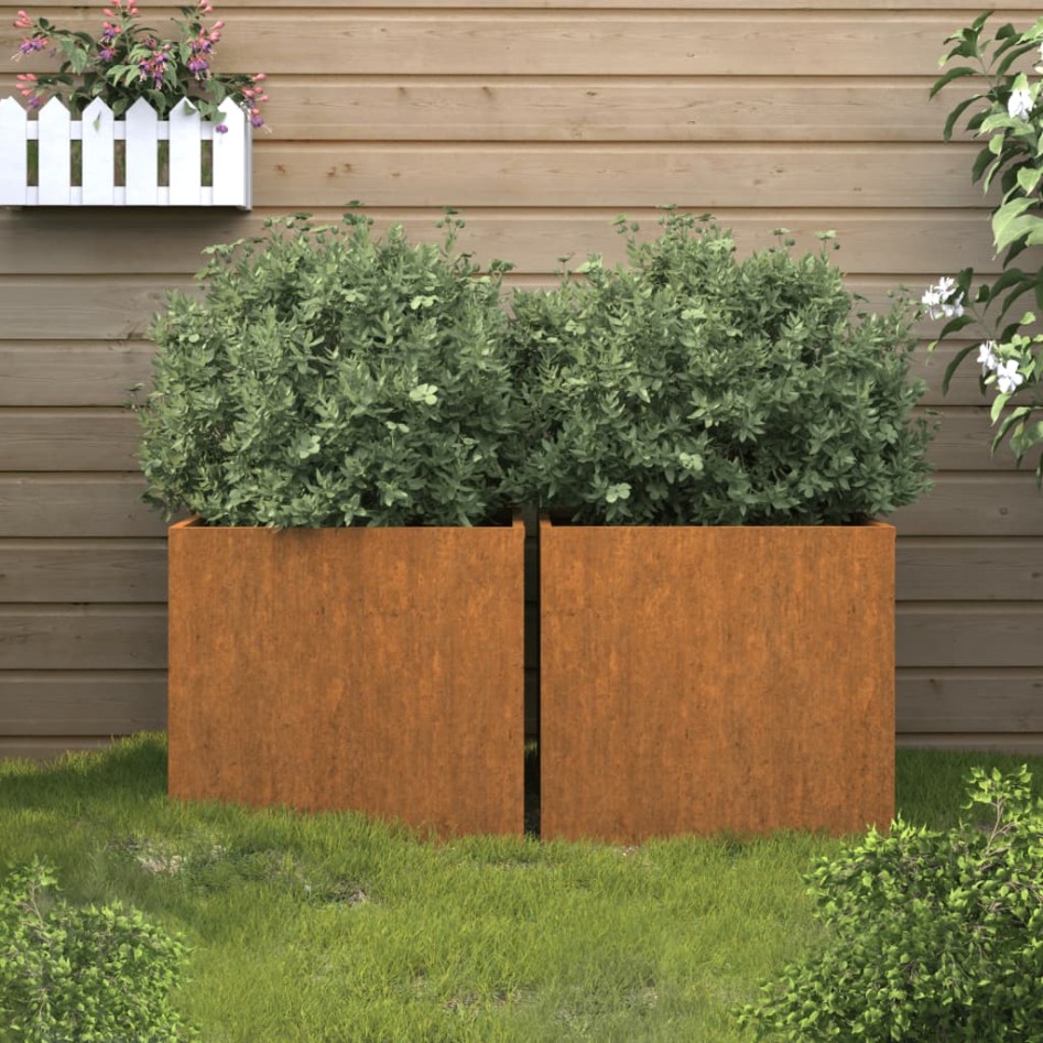 Jardineras 2 unidades acero corten 32x30x29
