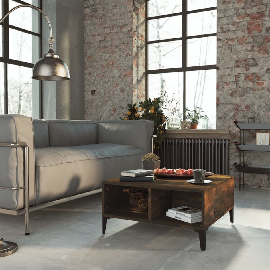 Mesa de centro madera de ingeniería roble ahumado 60x60x30