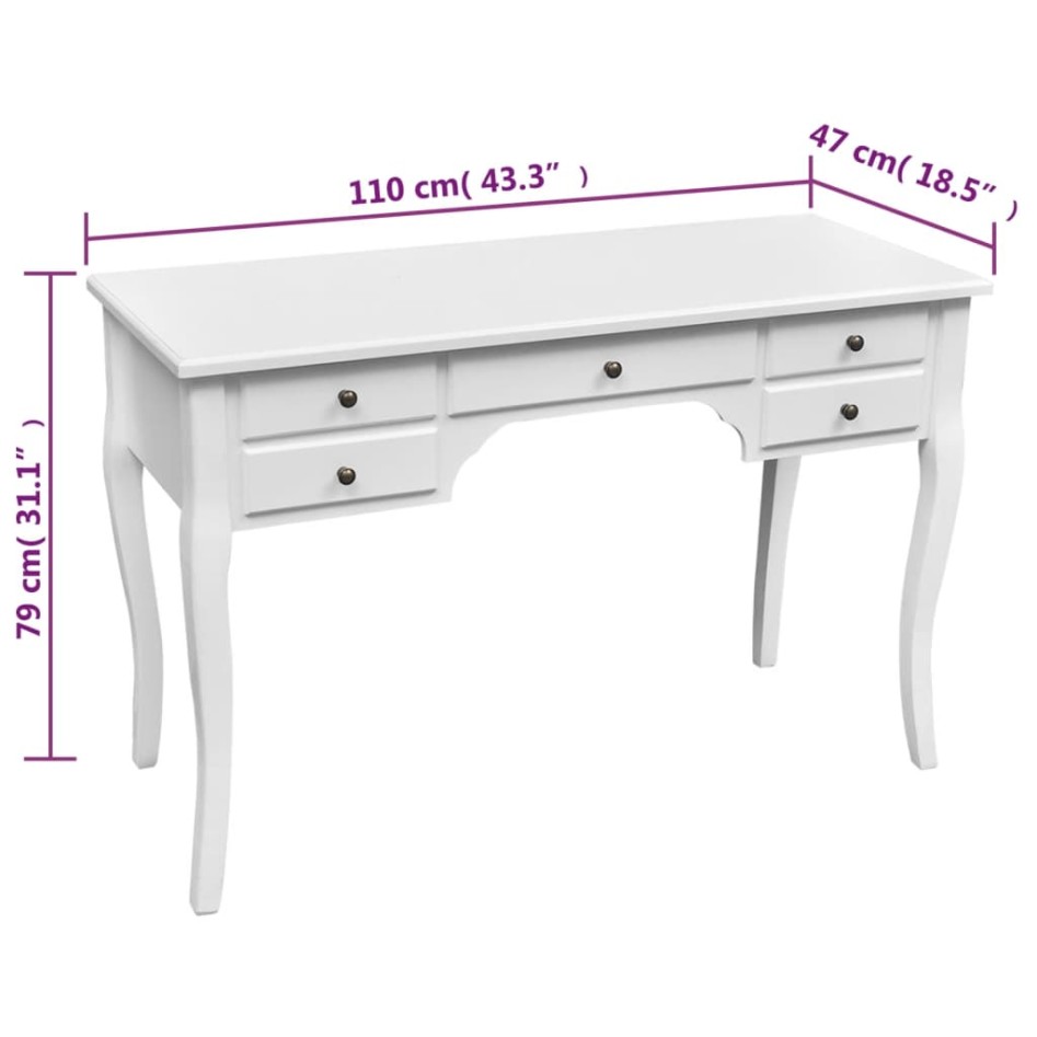 Escritorio francés de madera con patas curvadas y 5