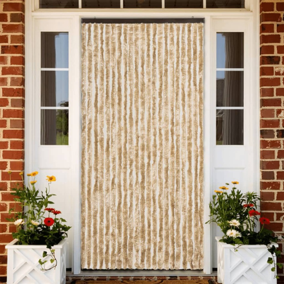 Cortina mosquitera de chenilla beige 90x200