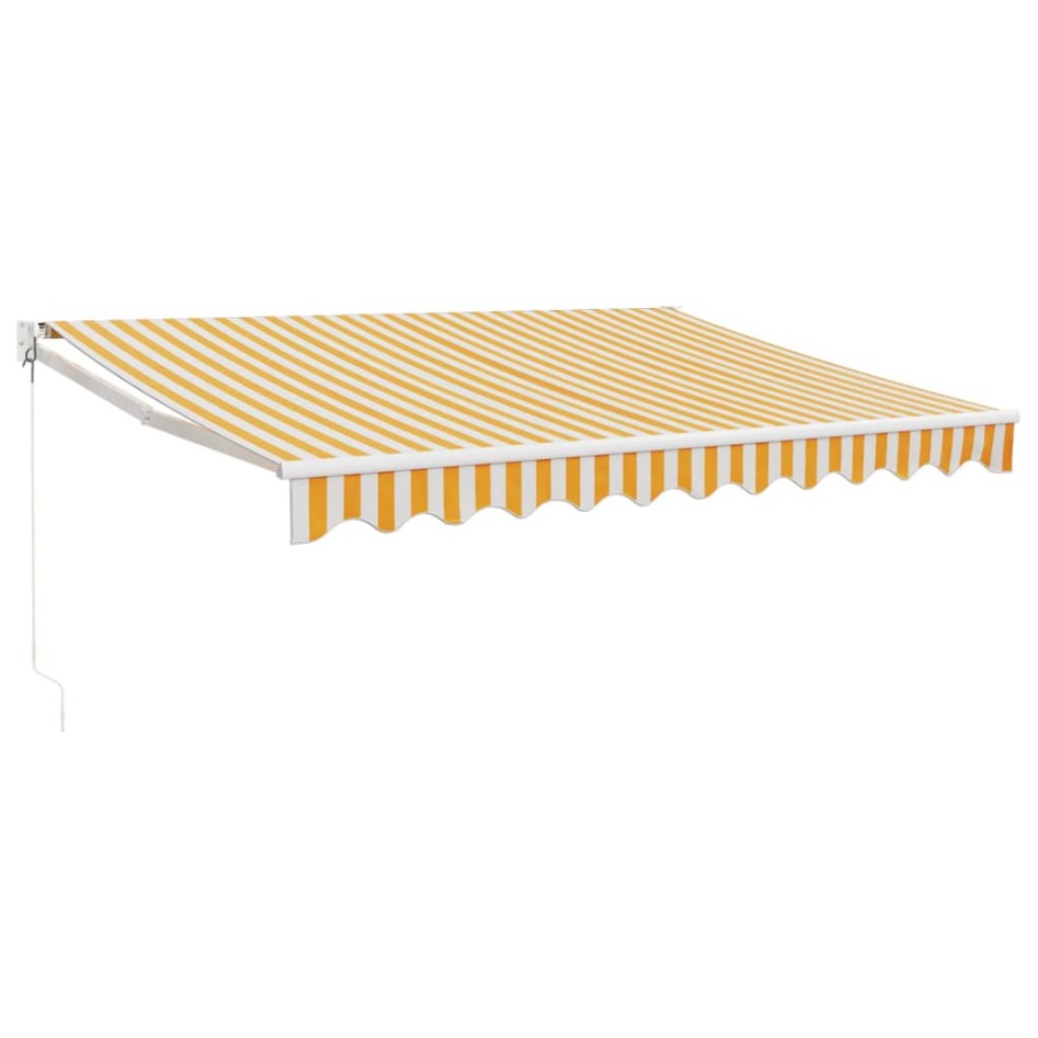 Toldo retráctil aluminio y tela blanco y amarillo 3x2,5