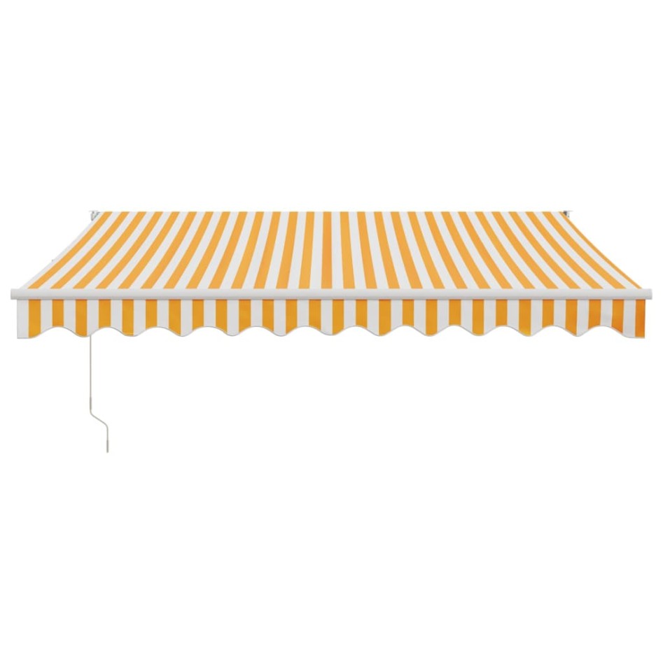 Toldo retráctil aluminio y tela blanco y amarillo 3x2,5