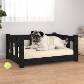 Cama para perros madera maciza de pino negro 65,5x50,5x28
