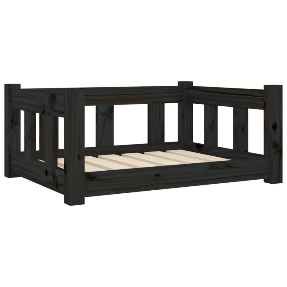 Cama para perros madera maciza de pino negro 65,5x50,5x28