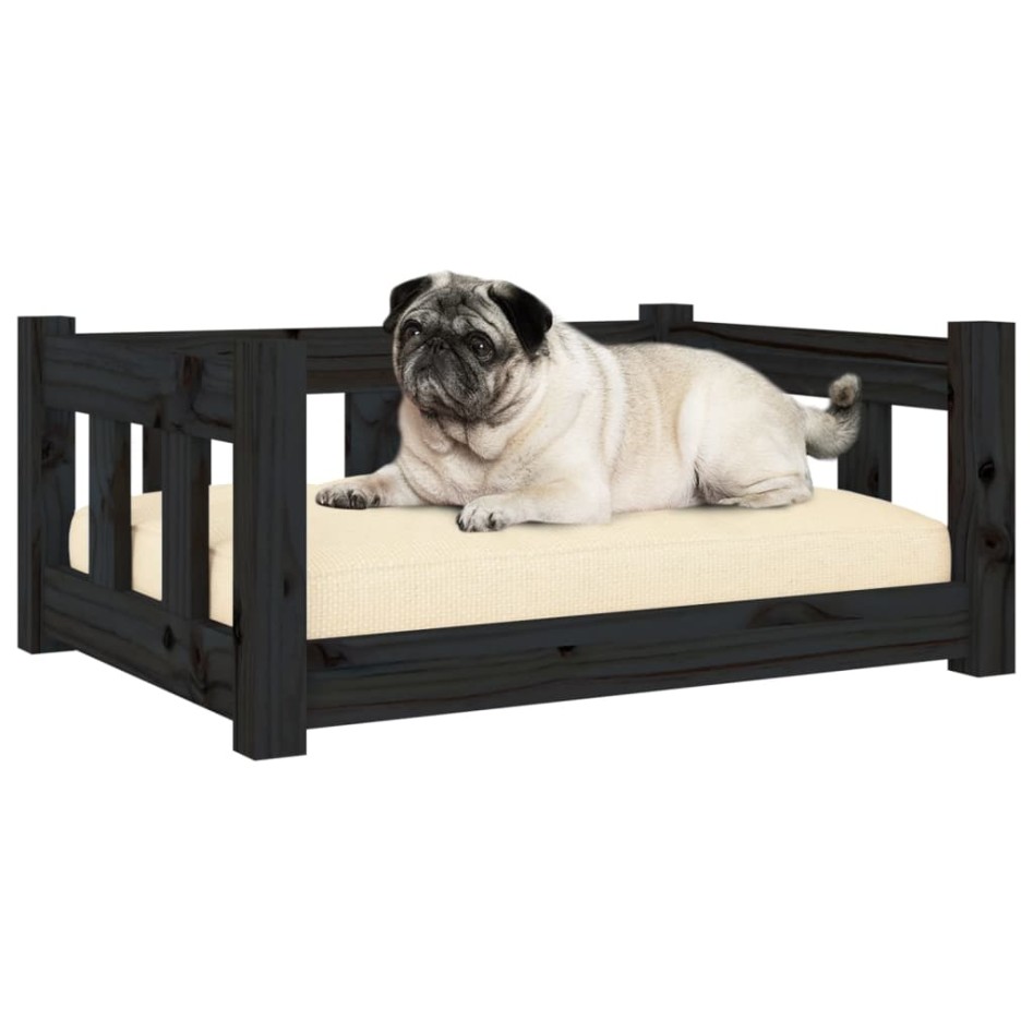 Cama para perros madera maciza de pino negro 65,5x50,5x28