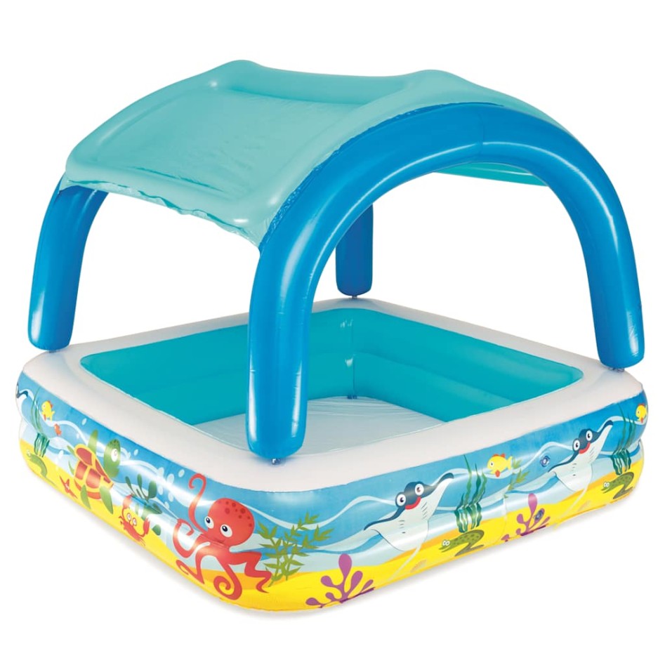 Bestway Piscina para niños con toldo azul 140x140x114