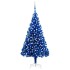 Árbol de Navidad preiluminado con luces y bolas azul 210