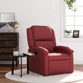 Sillón reclinable de cuero sintético rojo