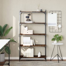 Librería 5 estantes madera ingeniería roble ahumado