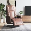 Sillón reclinable masaje con reposapiés cuero sintético marrón