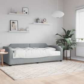 Sofá cama con colchón tela gris claro 100x200