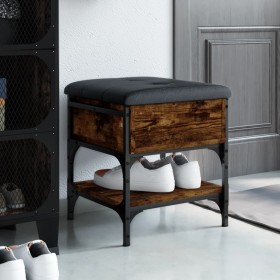 Banco zapatero madera de ingeniería roble ahumado 42x42x45