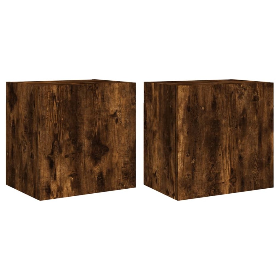 Muebles de TV pared 2 uds madera roble ahumado 40,5x30x40
