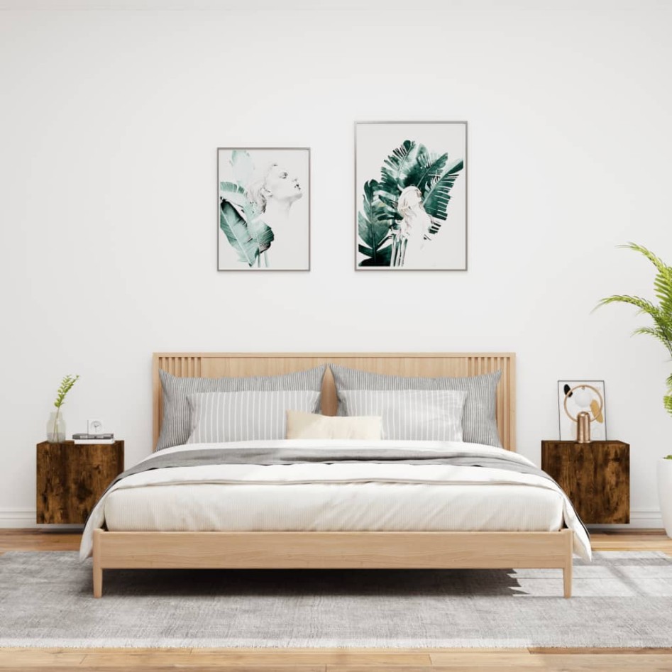 Muebles de TV pared 2 uds madera roble ahumado 40,5x30x40